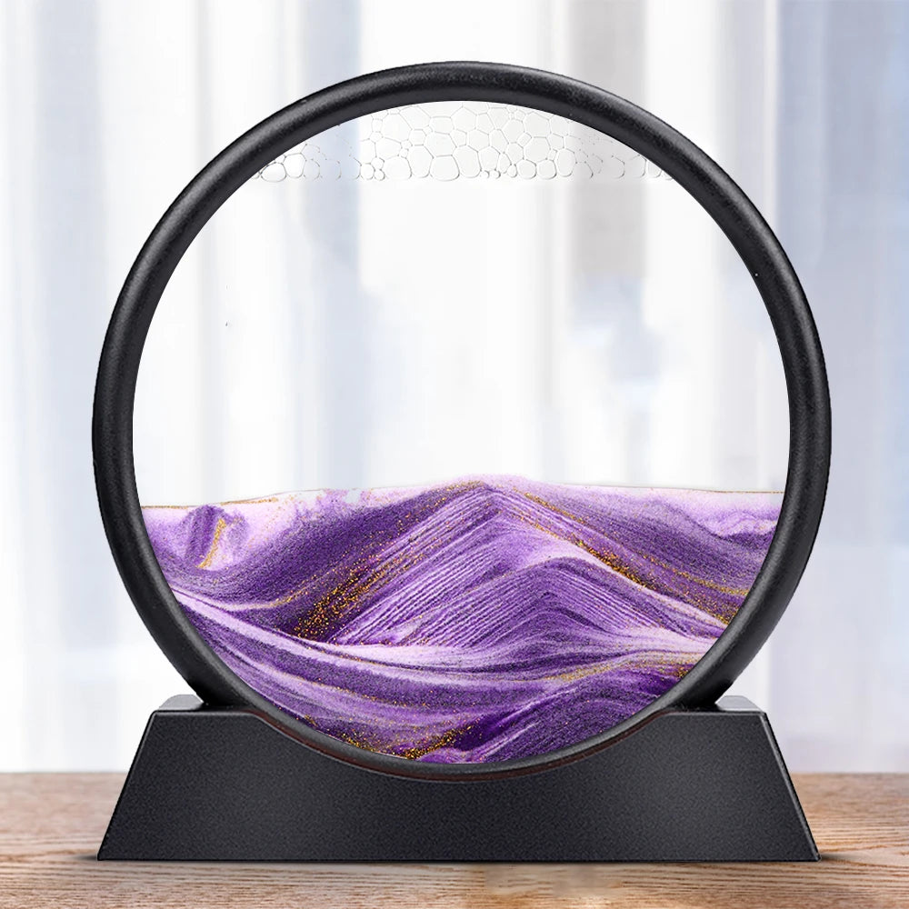 🌊 Cuadro de Arena en Movimiento 3D de Vidrio | Decoración Relajante Tipo Reloj de Arena para Hogar Moderno