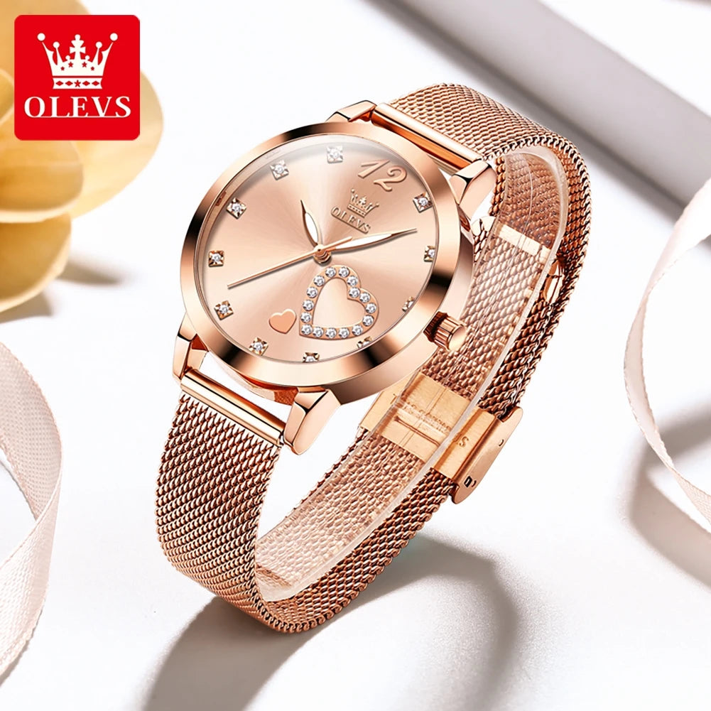 Reloj OLEVS Mujer Casual Elegante con Malla Acero, Brillos y Resistente al Agua