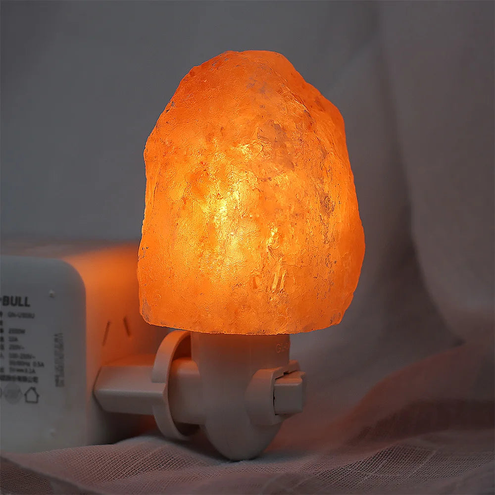 🧂💡 Lámpara de Sal del Himalaya LED con Luz Nocturna | Decoración de Mesa para Dormitorio y Sala con Enchufe