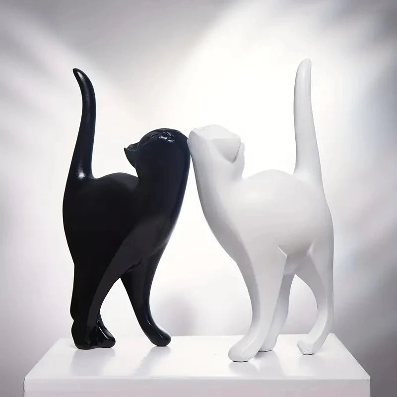🐱 Figura Decorativa de Pareja de Gatos en Resina | Escultura Romántica para Hogar y Regalo Especial