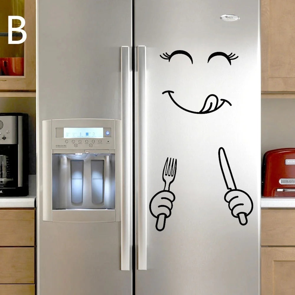 Sticker Cute para Nevera Carita Feliz | Vinilo Decorativo Creativo para Cocina y Refrigerador