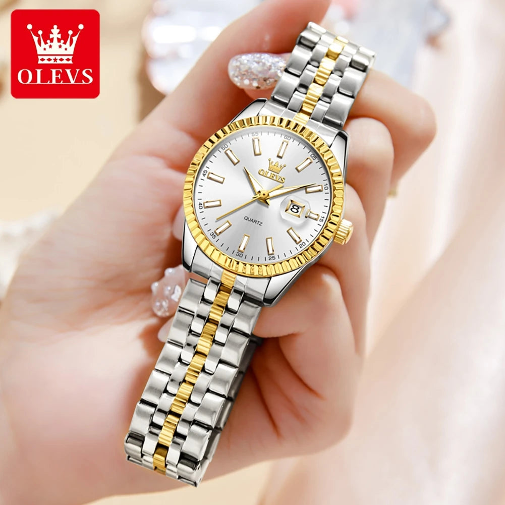 Reloj OLEVS Mujer Elegante Acero Inoxidable con Fecha y Resistente al Agua