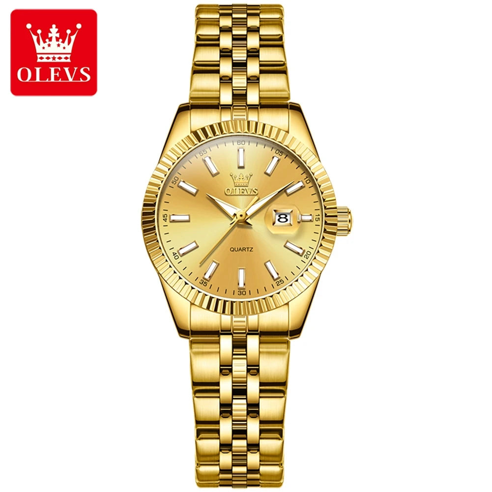 Reloj OLEVS Mujer Elegante Acero Inoxidable con Fecha y Resistente al Agua