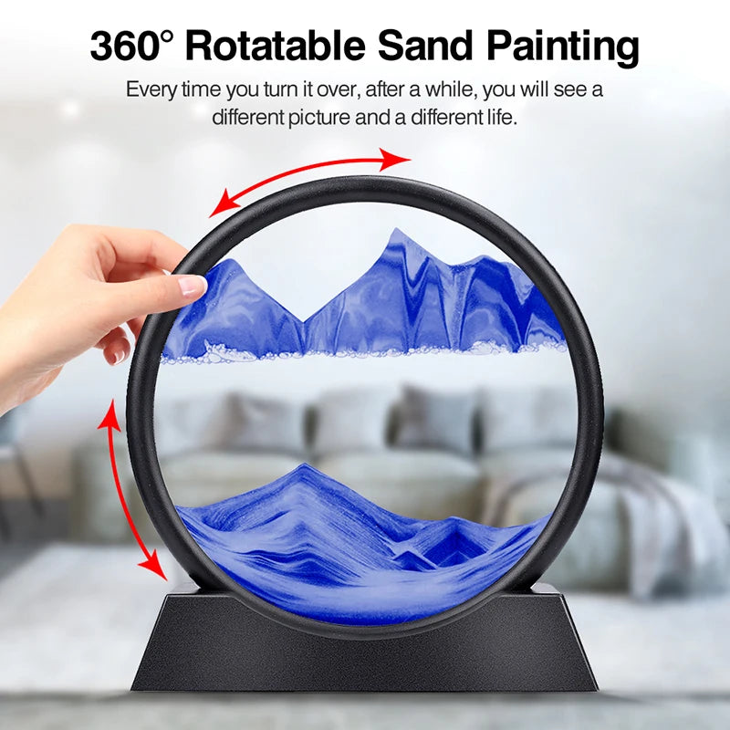 🌊 Cuadro de Arena en Movimiento 3D de Vidrio | Decoración Relajante Tipo Reloj de Arena para Hogar Moderno