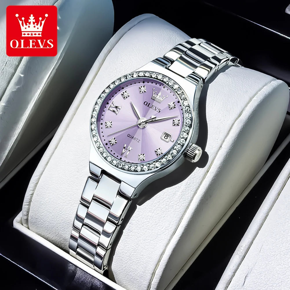 Reloj OLEVS Mujer Elegante Acero Inoxidable con Fecha y Resistente al Agua