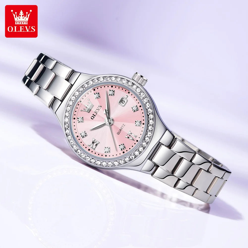 Reloj OLEVS Mujer Elegante Acero Inoxidable con Fecha y Resistente al Agua