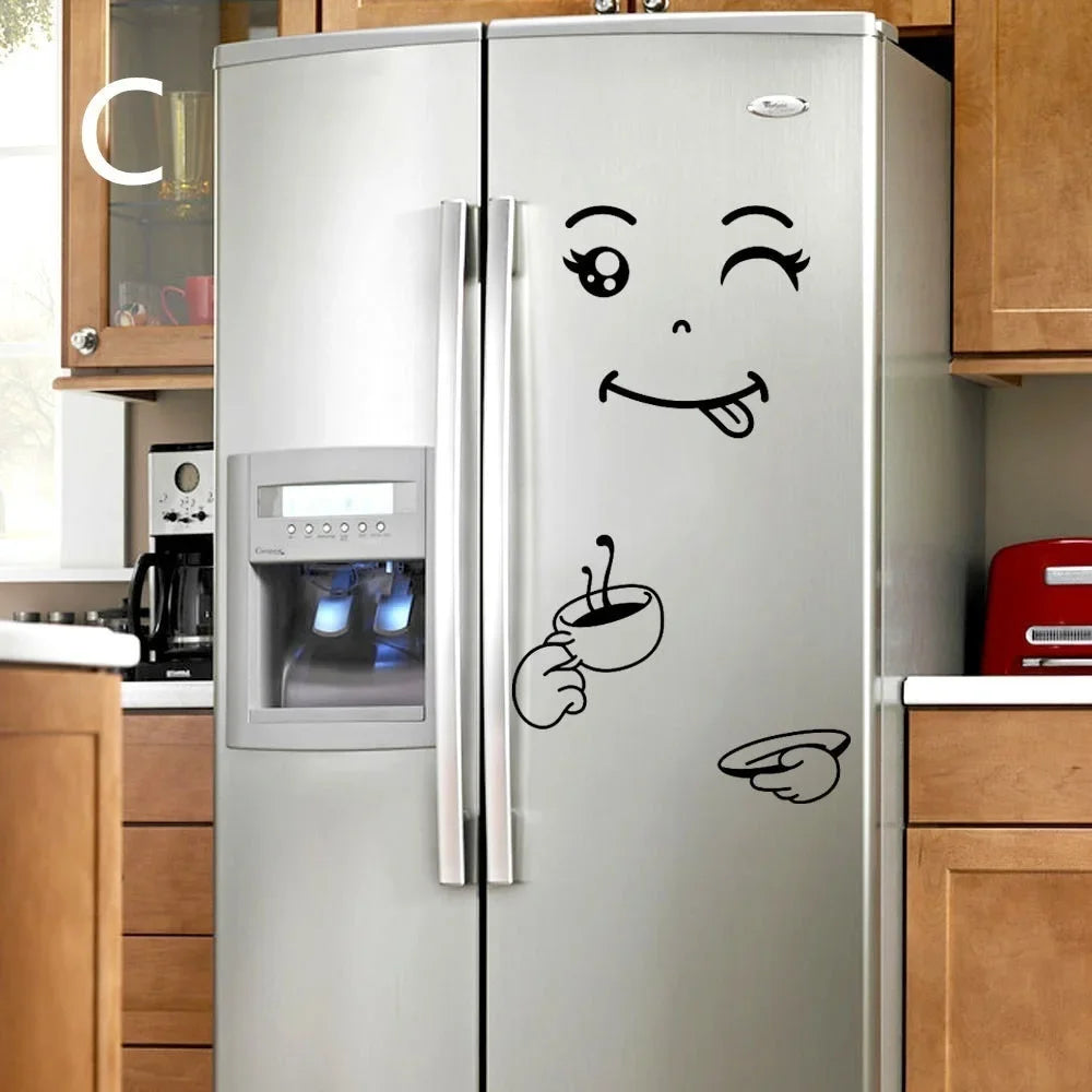 Sticker Cute para Nevera Carita Feliz | Vinilo Decorativo Creativo para Cocina y Refrigerador