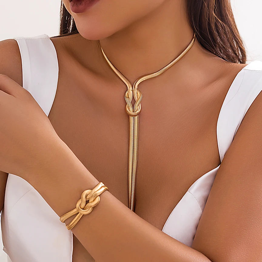 Set Collar y Pulsera Snake Chain 2PCS para Mujer – Joyería Sexy Y2K Vintage Elegante y Moderna